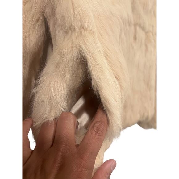 Vintage Women’s Rabbit Fur Short Beige Jacket Small - Picture 6 of 12